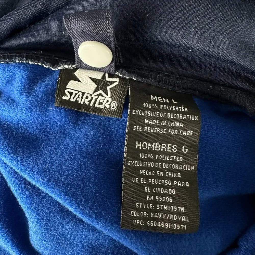 Starter‎ Men's Vintage Fleece Lined Spellout Athletic Jacket, Size L, Navy/Blue